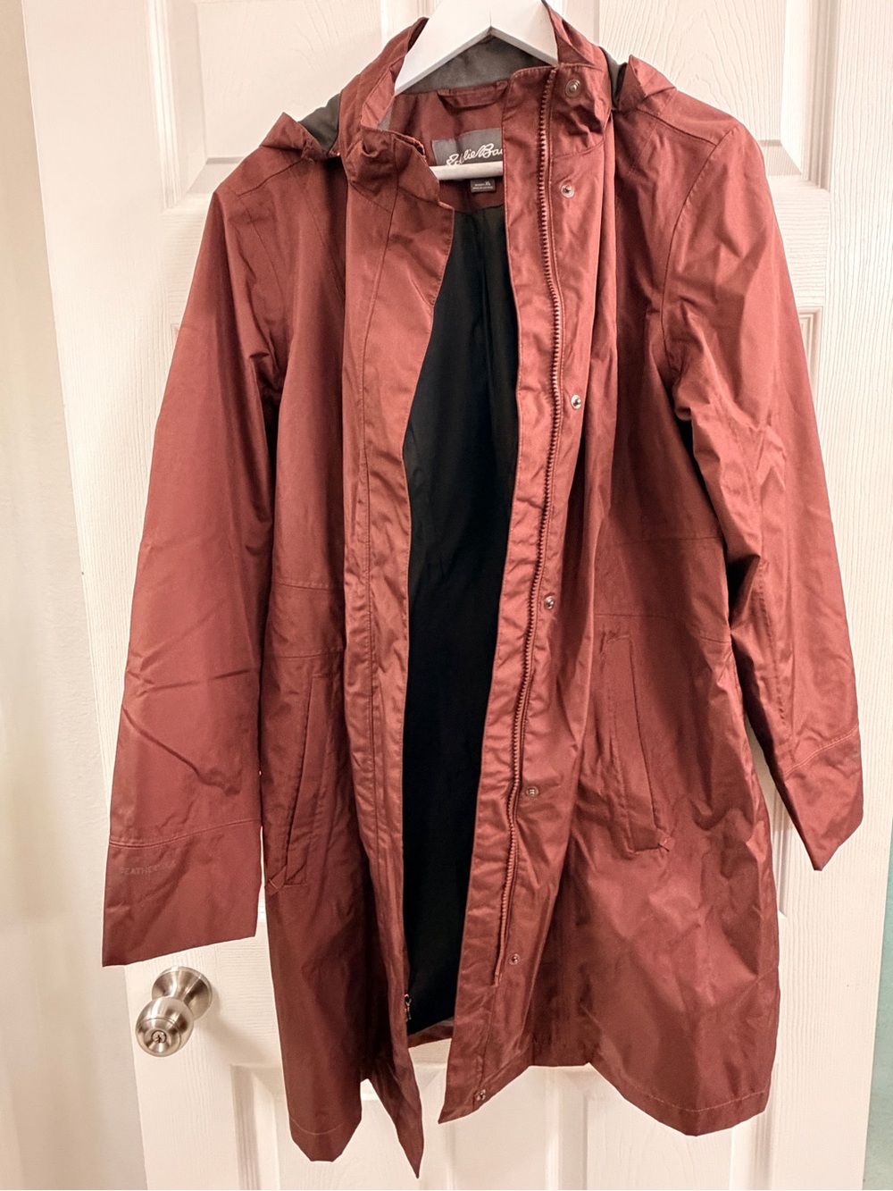 Eddie Bauer Women's Maroon Hooded Trench Coat- GIRL ON THE GO RAINCOAT TRENCH - Picture 2 of 11